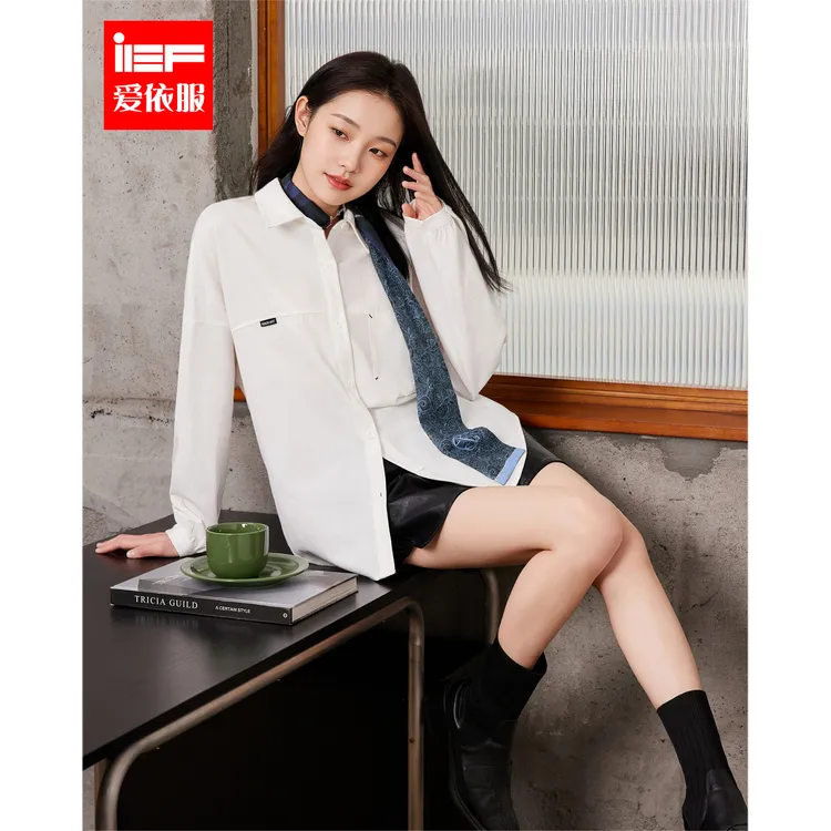 IEF/爱依服2025秋季新款韩系时尚学院休闲风小众设计感衬衫流光风