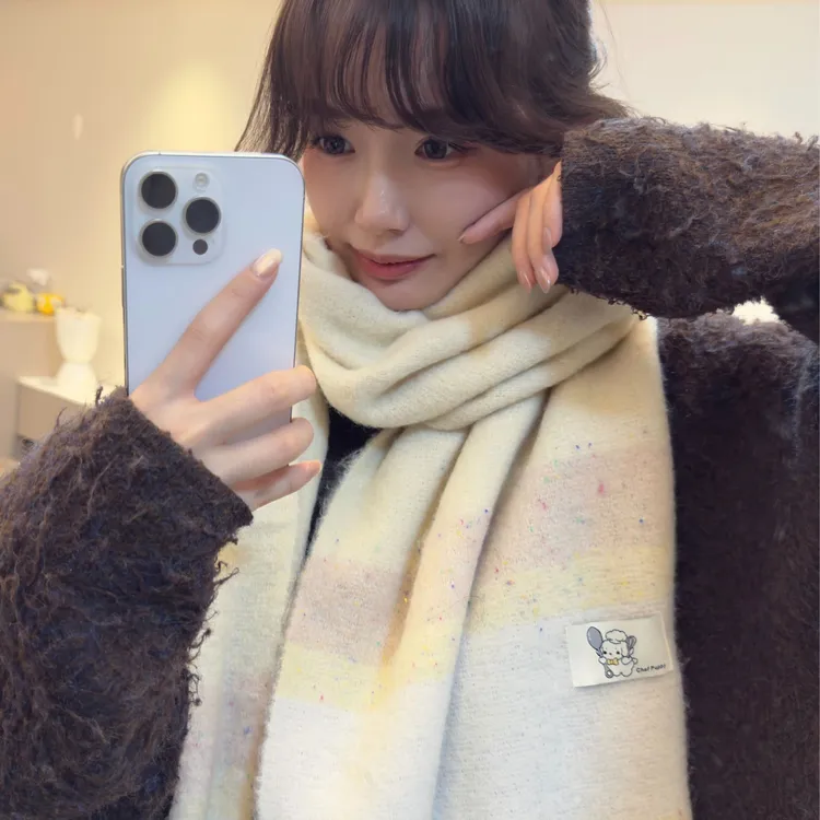Honey Puppy韩系氛围感好搭围巾奶油骑车防风防寒保暖围脖男女