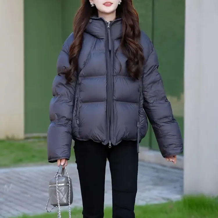 蓬松短款棉服2025冬季连帽设计保暖肌理日常休闲靓丽舒适风