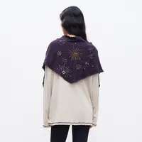 The enes boutique彩色趣味刺绣手工钉珠披肩三角巾精致多穿围巾
