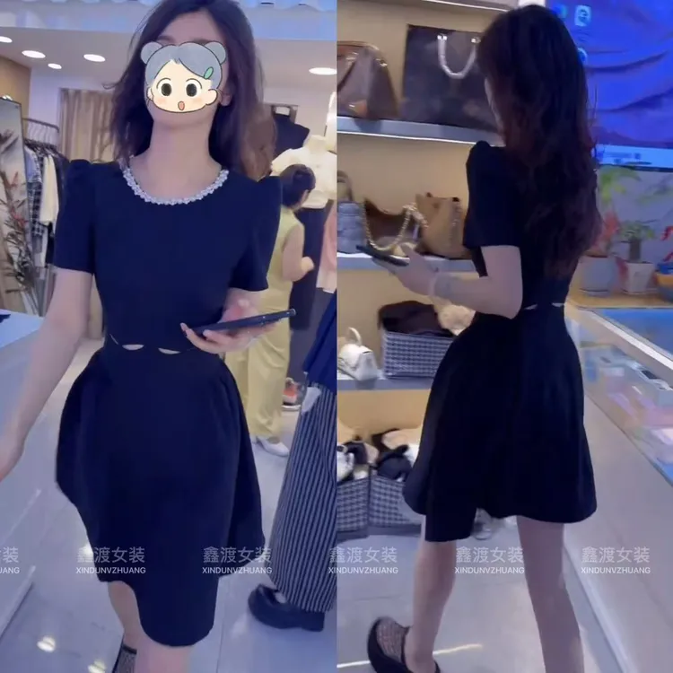 2025夏季新款时尚显瘦气质女士网红洋气连衣裙百搭款D9271