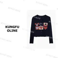 【桃桃】KT6-11秋季流光风印花设计师时尚薄款上衣百搭开衫天丝羊毛