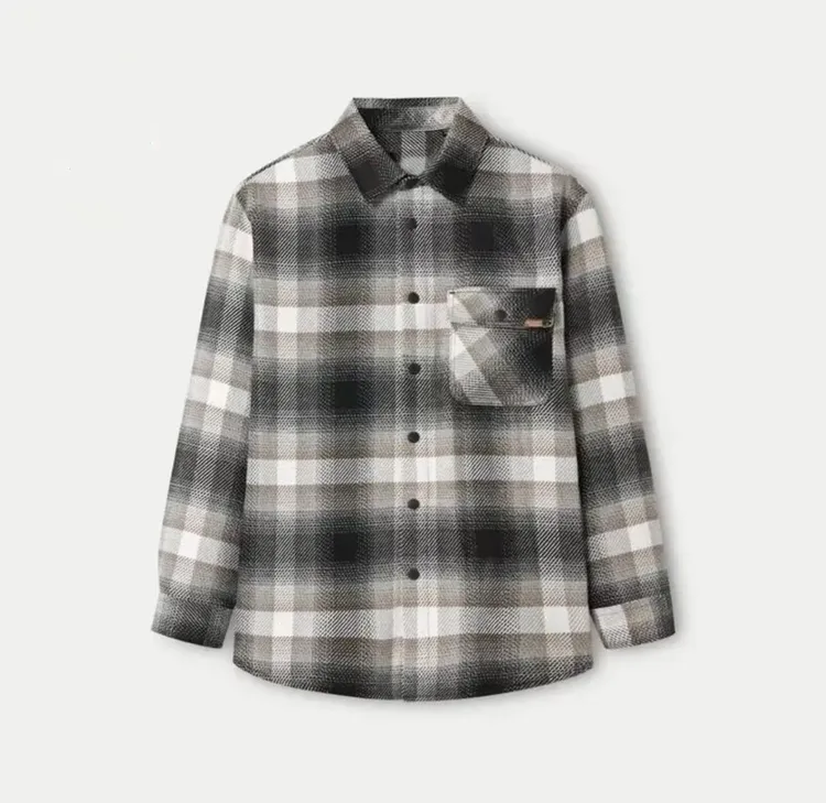 内外磨毛一体绒男装毛呢衬衫外套海依柜剪标男装秋季商务休闲格子