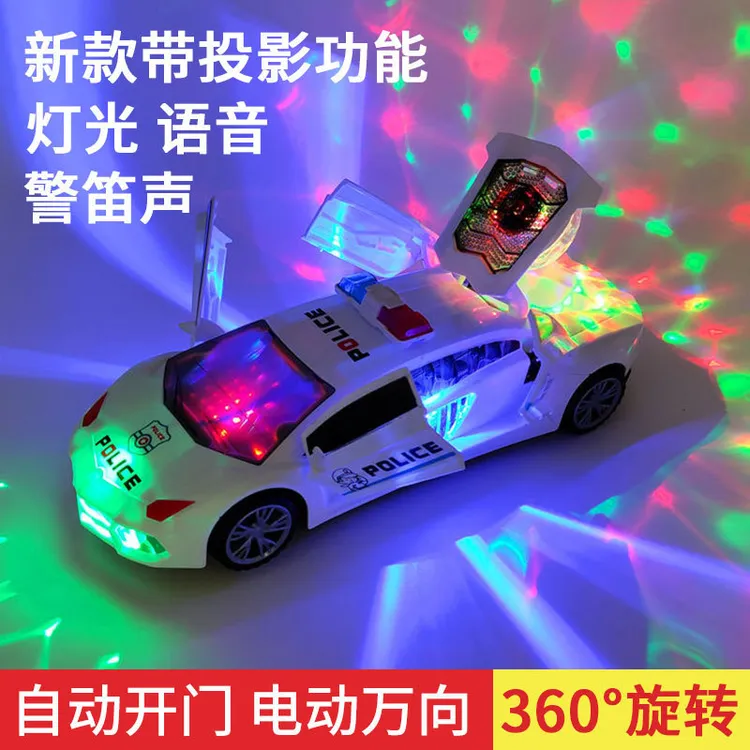会跳舞的警车自动开门万向旋转玩具小汽车带音乐闪光灯宝宝遥控车