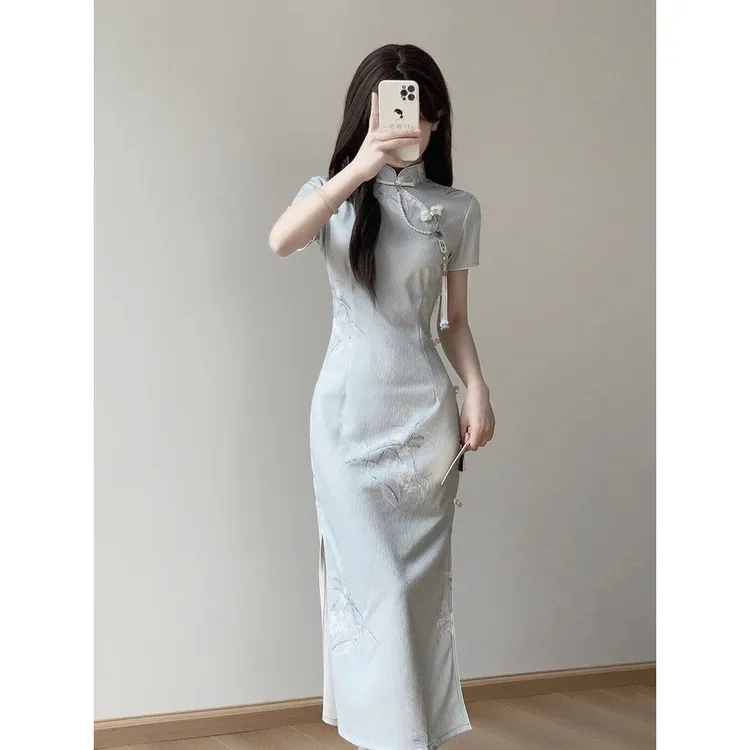 【DJ优选】国风夏季大气2025新款女款改良黑色小个子女气质高端感