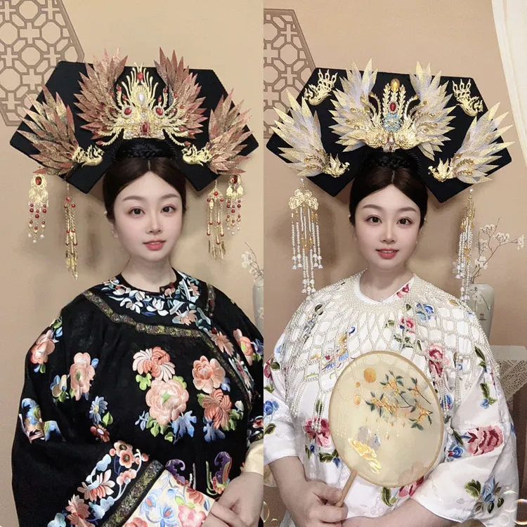 古装头饰清朝皇后娘娘大拉翅复古宫廷暗黑系黑化女王旗头故宫拍摄
