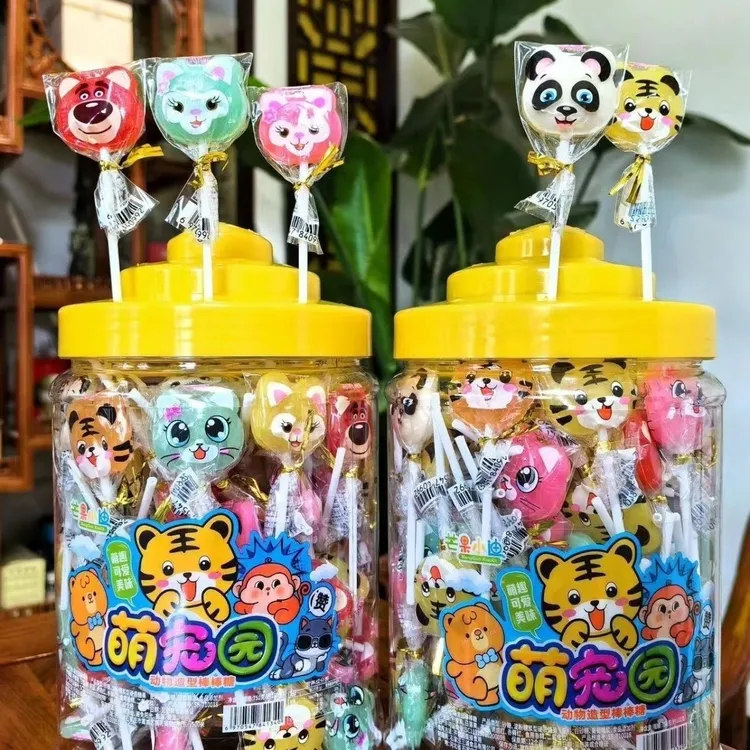 网红高颜值卡通造型水果口味创意棒棒糖礼物零食儿童零食糖果批发