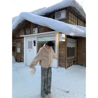 【一生罗曼】秋冬百搭温柔气质休闲皮毛一体加厚外套女款Y5623