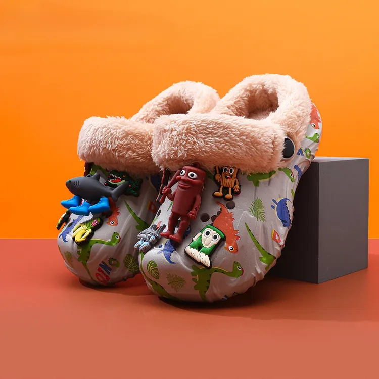 国外山海经儿童棉拖鞋男童秋冬季男童室内男孩大童家居鞋毛毛拖鞋