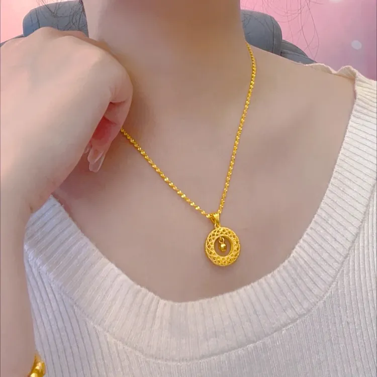 【平安扣+水波纹链条】优灵动平安扣项链锁骨链