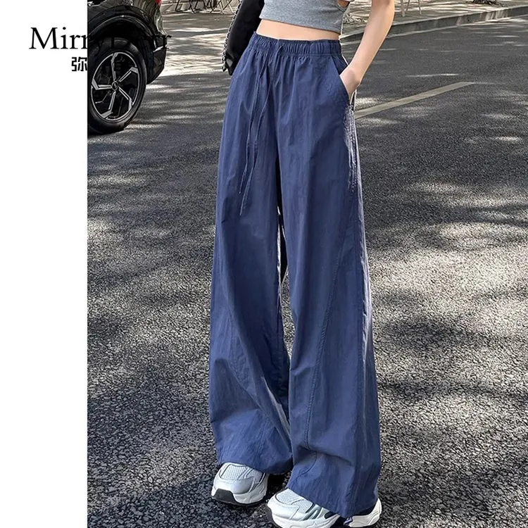 MirryDerr/弥笛时髦速干工装裤女2025夏季新款松弛宽松阔腿运动裤
