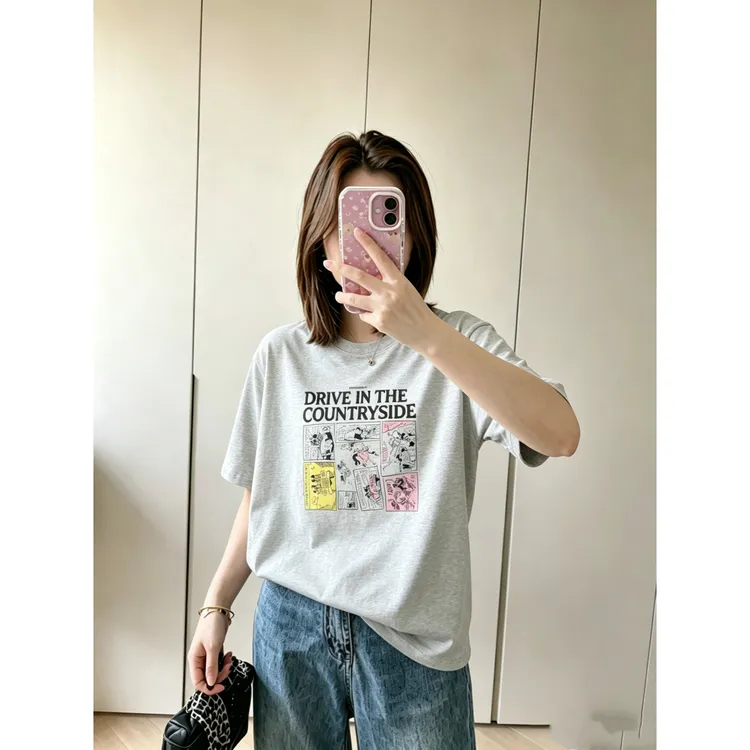 【阿玲实拍】2026卡通字母米奇T恤女宽松显瘦百搭休闲