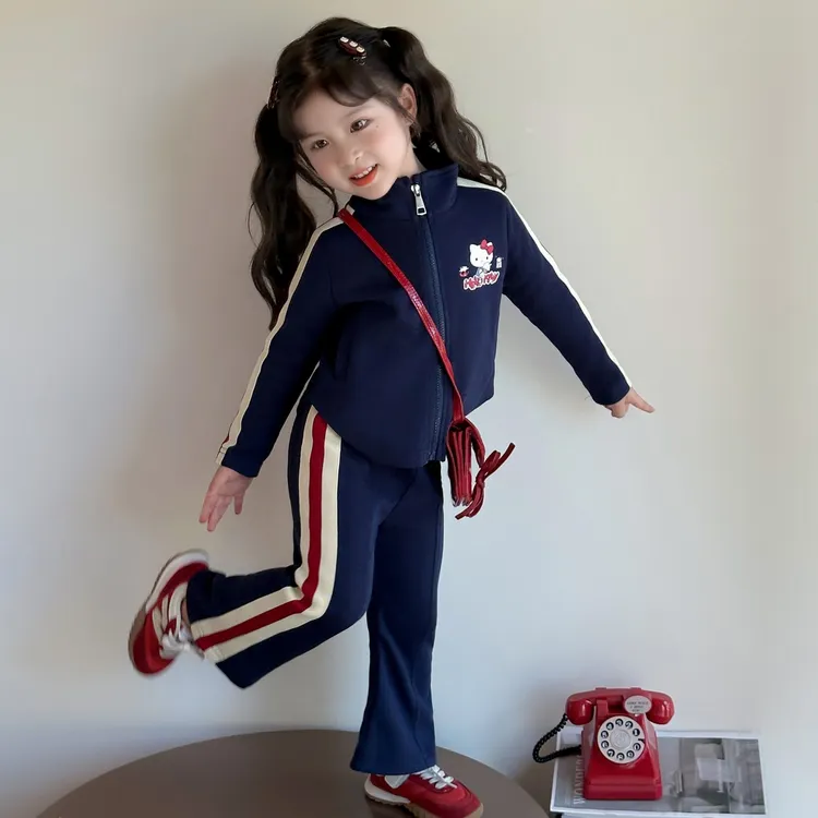 女童运动套装秋装2025新款儿童kt猫外套洋气女宝宝韩版休闲两件套