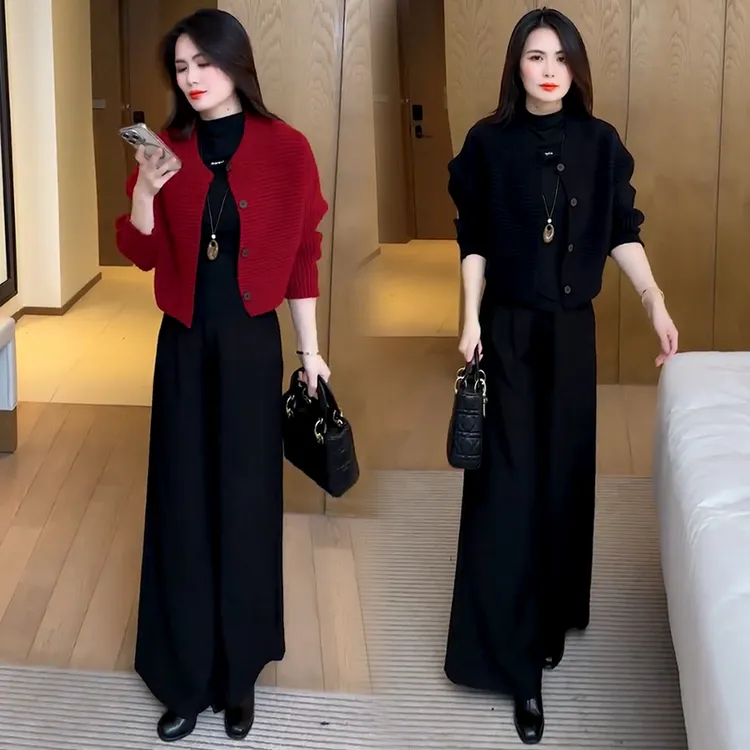 时尚针织衫开衫女2025秋冬新款洋气显瘦宽松蝙蝠袖毛衣外套上衣潮