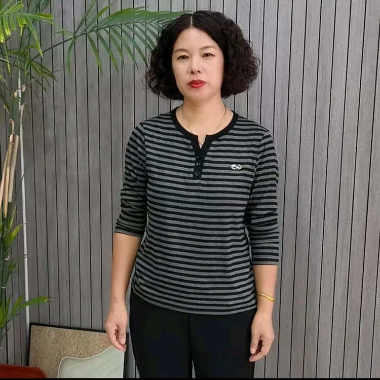 3623秋季新款条纹显瘦百搭长袖衫