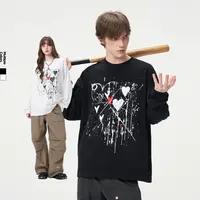 【INXX】XOXO水墨涂鸦长袖T恤美式休闲落肩袖上衣情侣XRF3011267