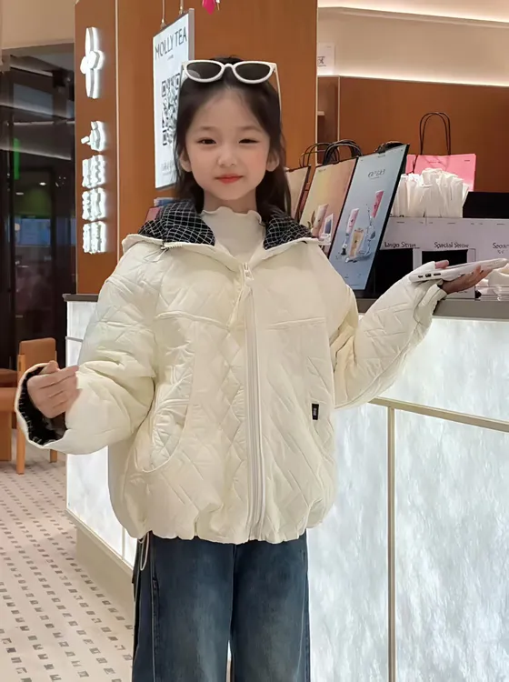女童夹棉外套秋冬2025新款大童韩版轻薄棉服女孩冬季加厚保暖棉衣