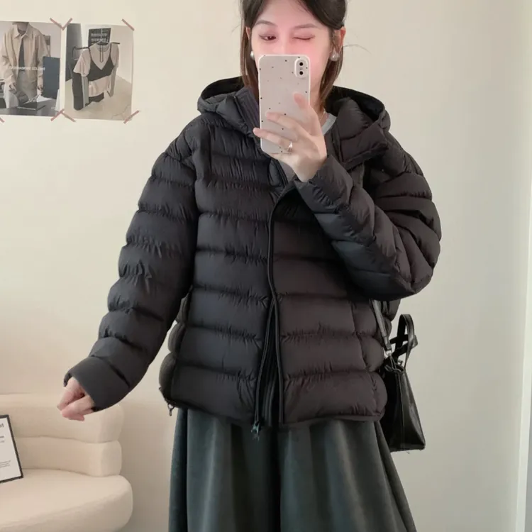 [黑标鸭] 2025年新款连帽排骨羽绒服外套厚款女