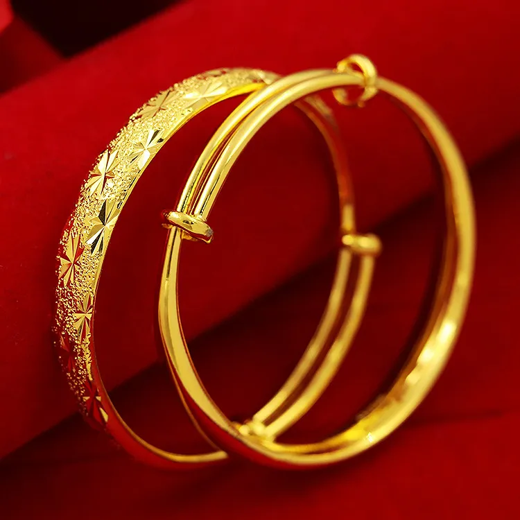 合金手镯 女款合金满天星手镯时尚百搭精美结婚妈妈素款金色首饰