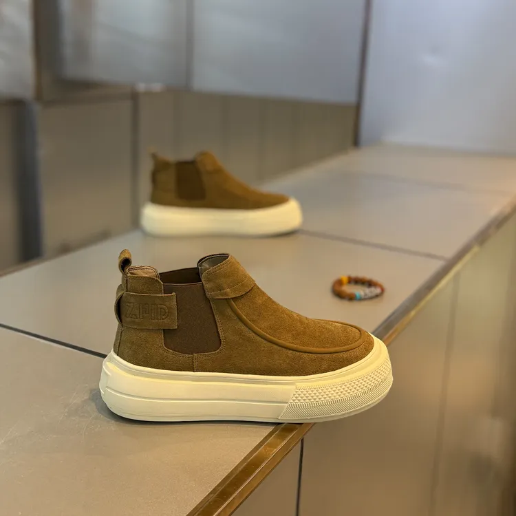 高帮鞋厚底男鞋时尚休闲百搭加绒棉鞋秋冬新款男士鞋子复古网红款