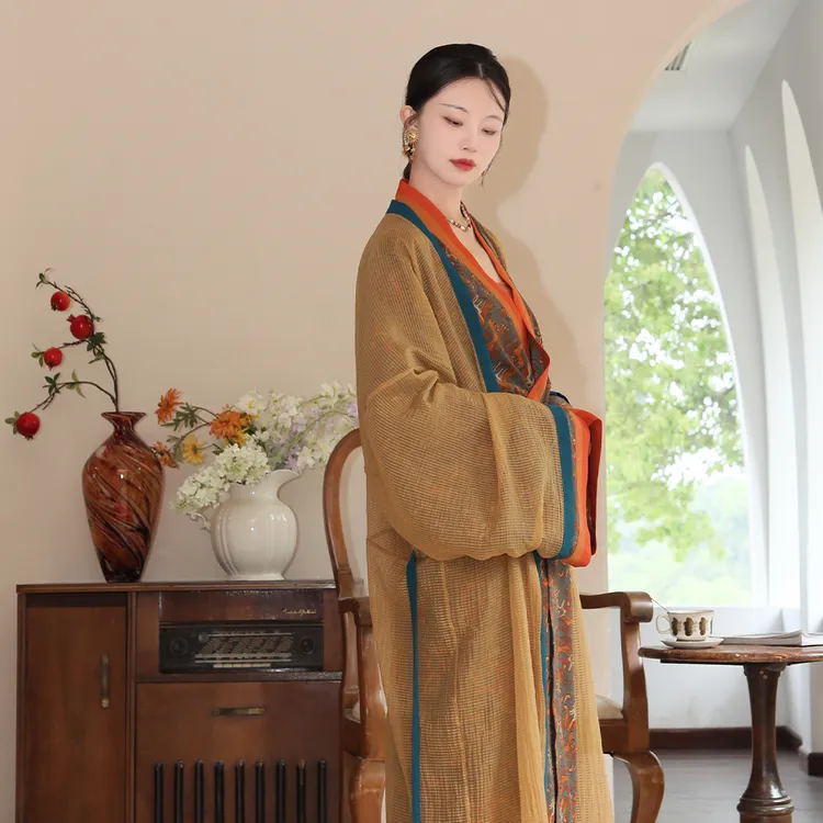 谜阿凰【绿羽人御虎素纱褝衣】西汉直裾复原汉服套装2025秋新款女