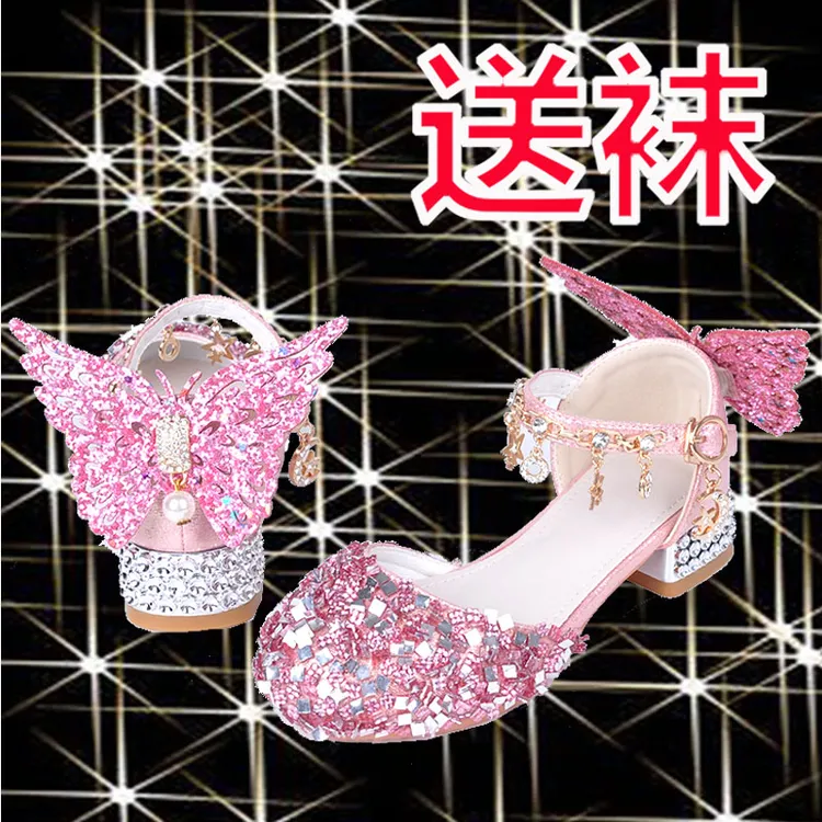 高跟鞋女童小孩高跟鞋4-5-6-7-8岁9小女孩表演皮鞋水晶单鞋蒂安娜