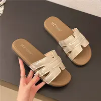 时尚仙女风配裙子一字拖鞋女网红软底休闲拖鞋新款外穿防滑沙滩鞋