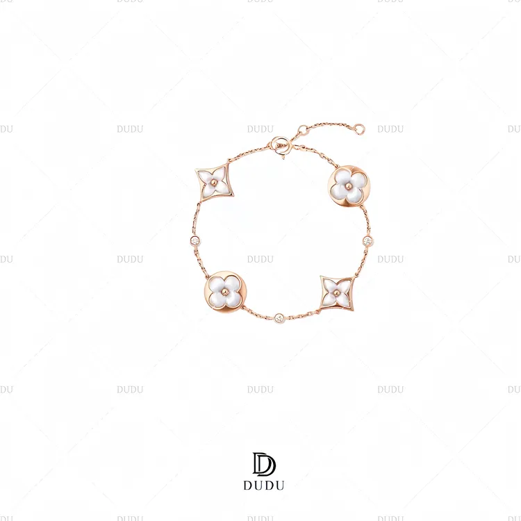 合金手链 四叶草老花手链《精工CNC厚镀 18K 》