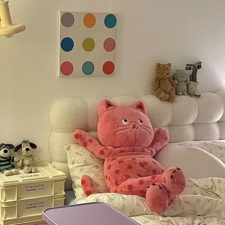 【吐司】可爱波点猫咪靠垫多巴胺毛绒毛绒玩具公仔玩偶布娃娃礼物