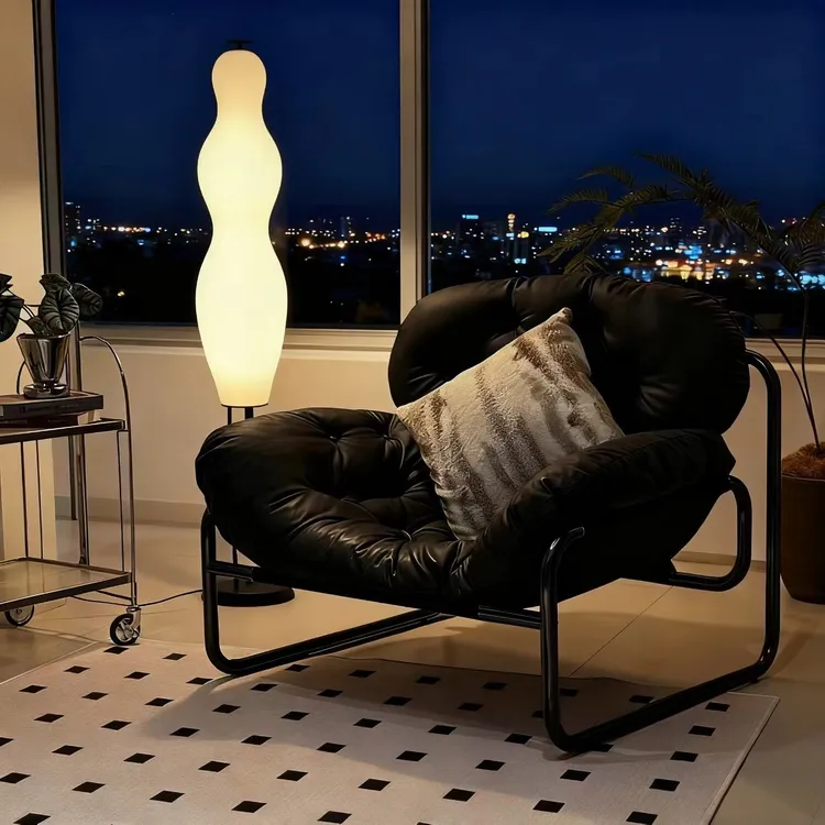 单人设计师沙发椅轻奢高端中古风休闲椅客厅卧室复古可躺懒人椅子