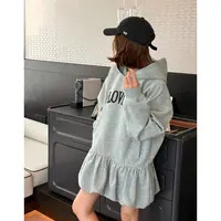 【娇娇私服定制】新款休闲字母连帽卫衣连衣裙82001#