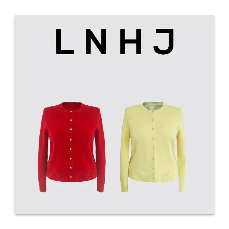 LNHJ【南法红】时尚百搭精致针织圆领单排扣开衫