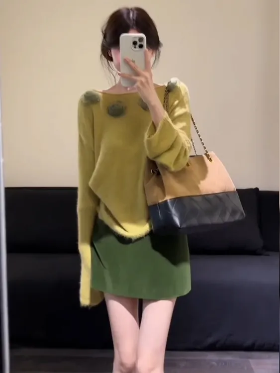 法式温柔慵懒松弛感气质针织衫半身裙套装女2025秋减龄一整套穿搭