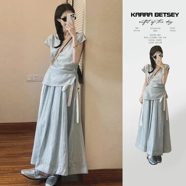 2025新款新中式国风女装连衣裙子夏季法式慵懒风穿搭一整套装长裙