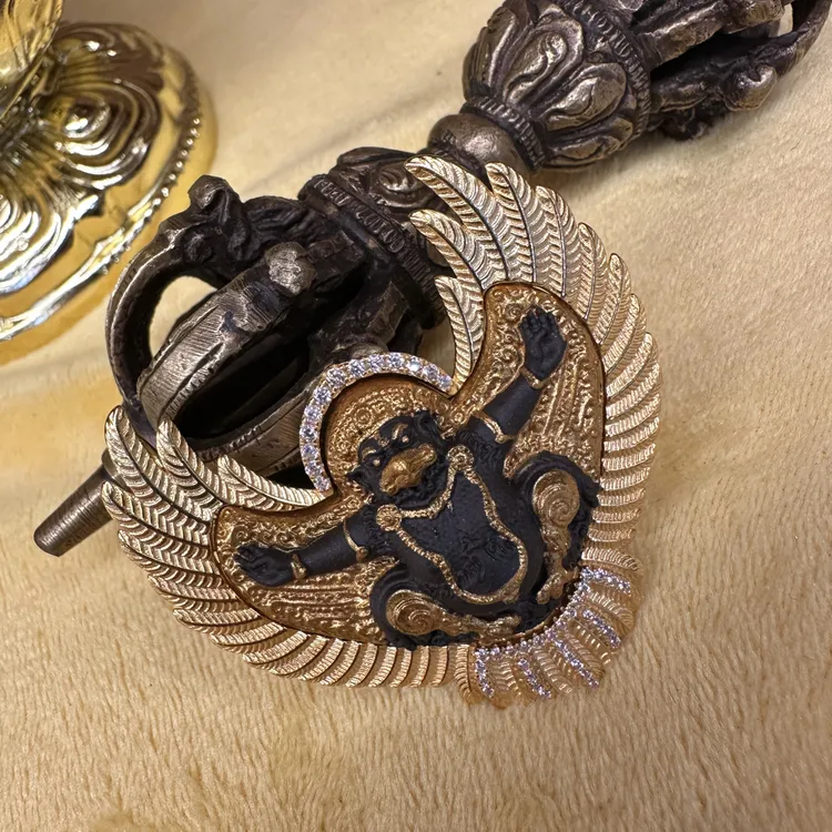 吊坠925银 纯银镀金镶钻大鹏鸟擦擦金色藏式项链复古银色藏地至纯