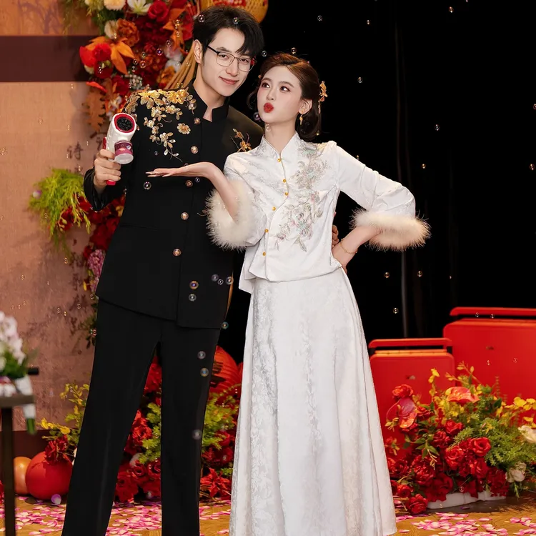 新中式订婚礼服女新娘敬酒服套装秋冬季长袖高端小个子结婚回门服