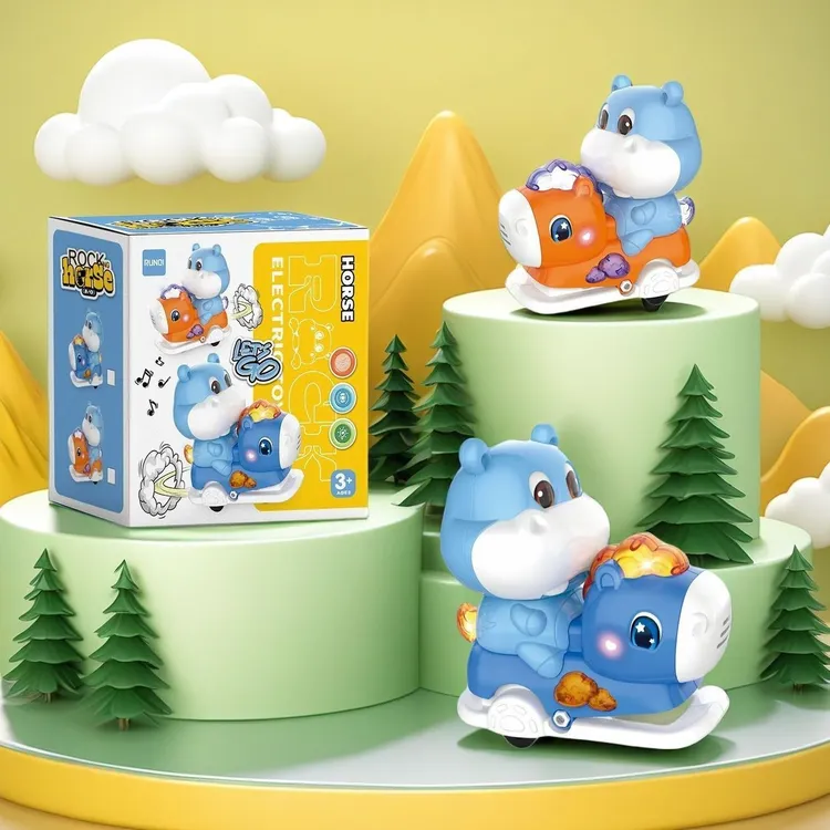 灯光电动万向卡通动物骑木马摇摇车声光音乐萌趣味玩具生日礼物