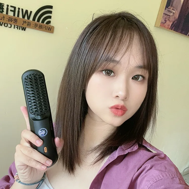 直发梳负离子不伤发无线便携卷直发两用无线电梳蓬松高颅顶神器