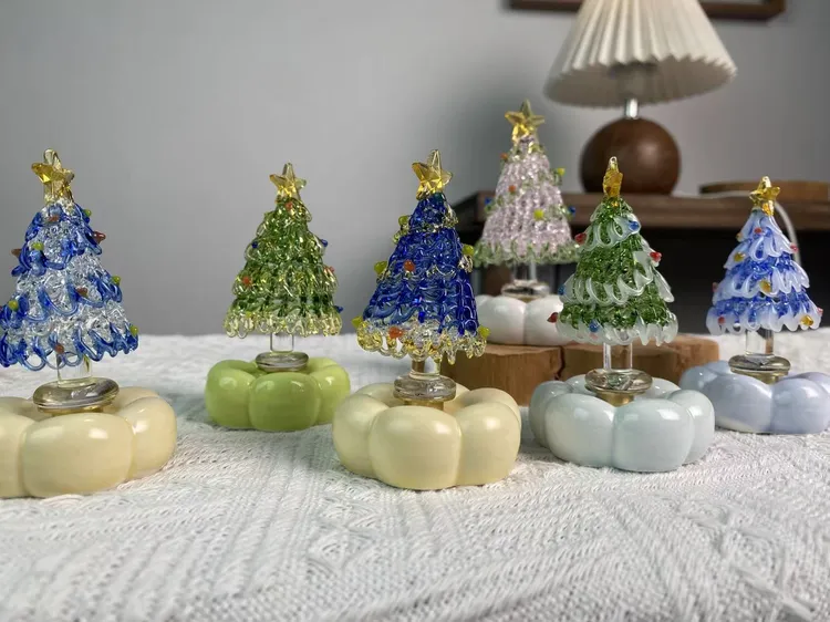 景德镇转转圣诞树玻璃琉璃旋转圣诞树转转摆件圣诞节礼物创意礼物