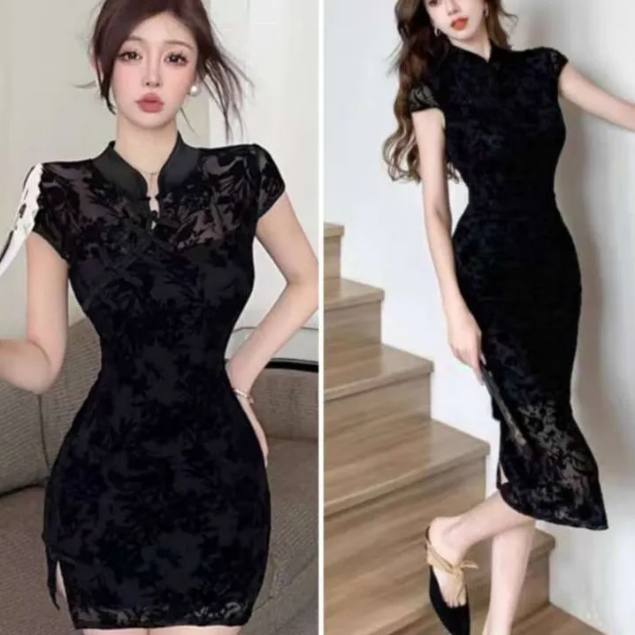 3556-2025年春夏新款气质纯欲风显瘦百搭连衣裙