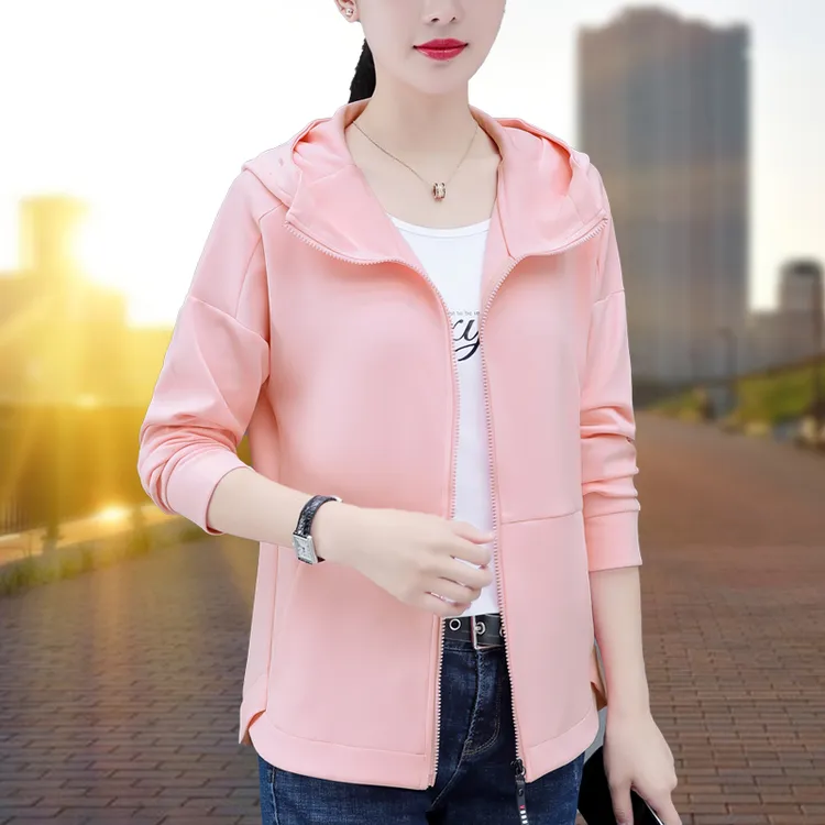 洋气短外套开衫女士长袖糖果色时尚潮流拉链春季纯色韩版舒适通勤