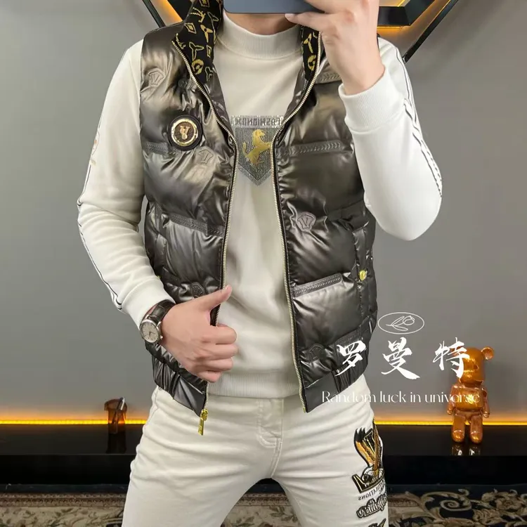 高档男士2025羽绒马甲帅气百搭保暖轻奢气质立领三防免洗外套857