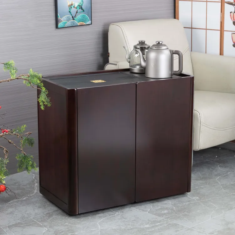 茶水柜烧水壶一体茶几乌金木木茶边柜餐边柜移动茶桌茶水车泡茶台