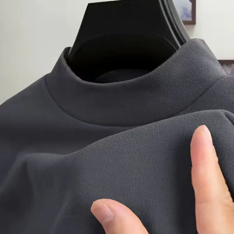 2025款痞帅免烫秋冬男士加厚德绒打底卫衣上衣半高领双面冬季内穿