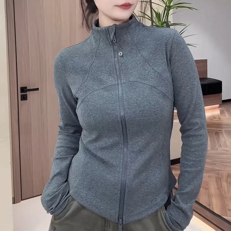2025春秋季新款女士灰色修身鱼骨半高领卫衣洋气时尚显瘦立领上衣