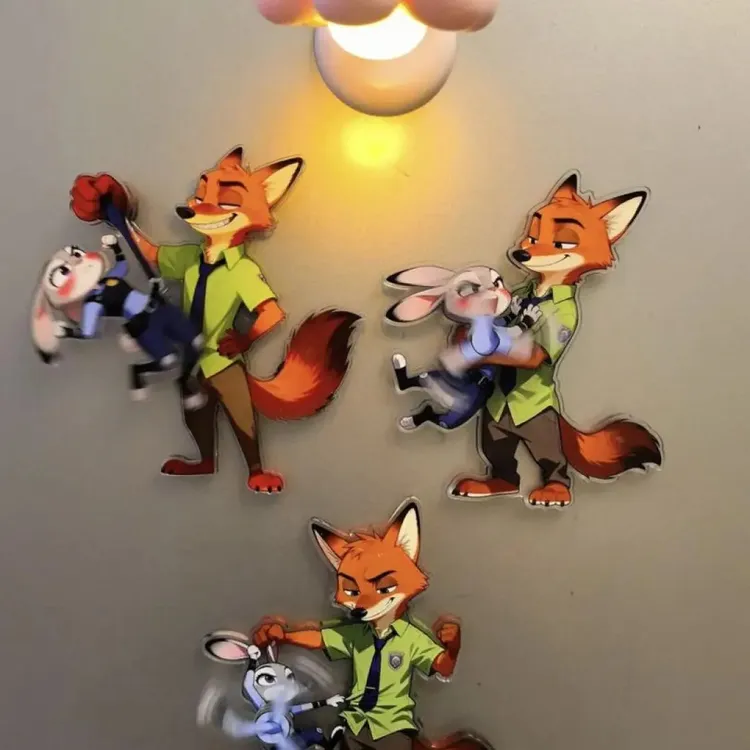疯狂动物城旋转磁吸亚克力冰箱贴高颜值家居装饰送朋友