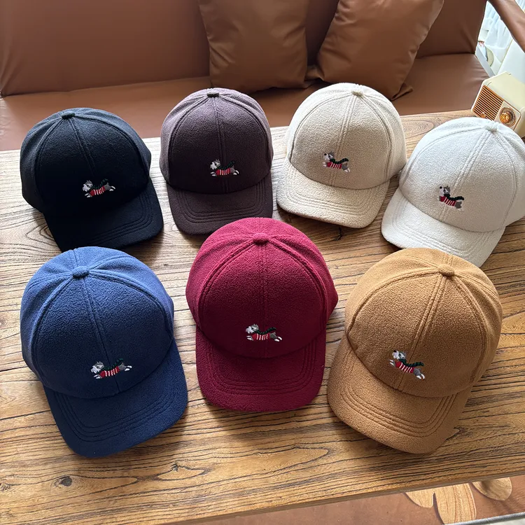 儿童帽子秋冬季帅气男童帽子卡通小狗雪纳瑞毛绒棒球帽女孩鸭舌帽