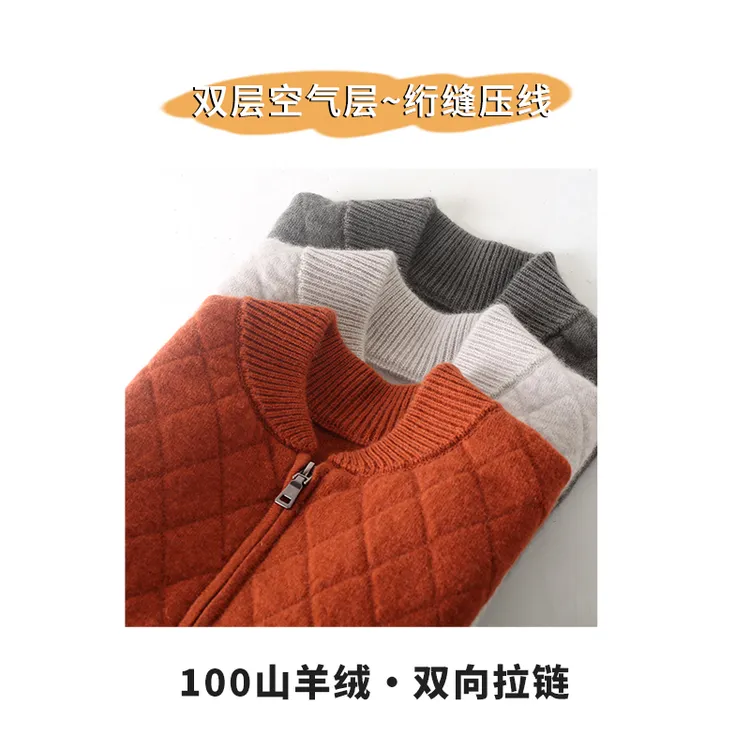 【高奢线】超重工双层空气层加厚羊绒外套  100%山羊绒针织棉服