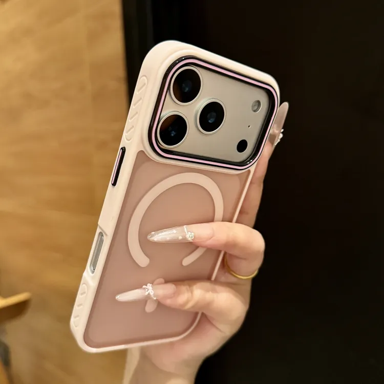 简约ins高级磨砂黑纯色磁吸适用iphone17proma苹果15手机壳16新款