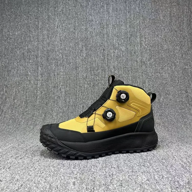 双纽扣冬季高帮加绒防滑厚底男士户外徒步登山鞋雪地靴